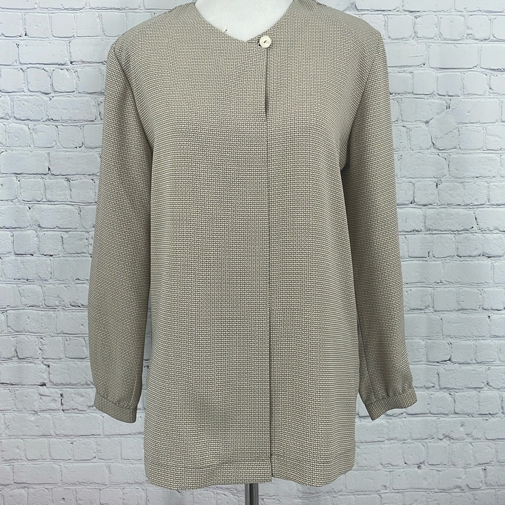 Liz Claiborne Slit Long Sleeve Blouse Women’s Petite 6 6P Shoulder Pads